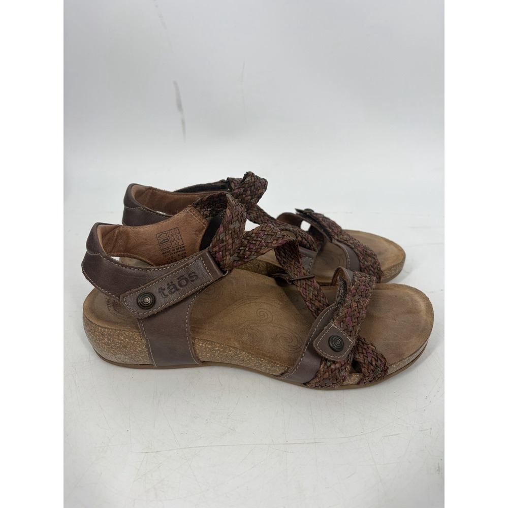 TAOS TRULIE Brown Braided Leather Wedge Sandals Size 38 / 7-7.5